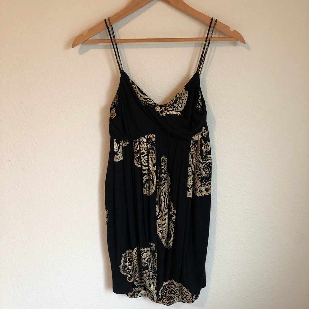 Rubber Ducky black and gold foil print mini dress